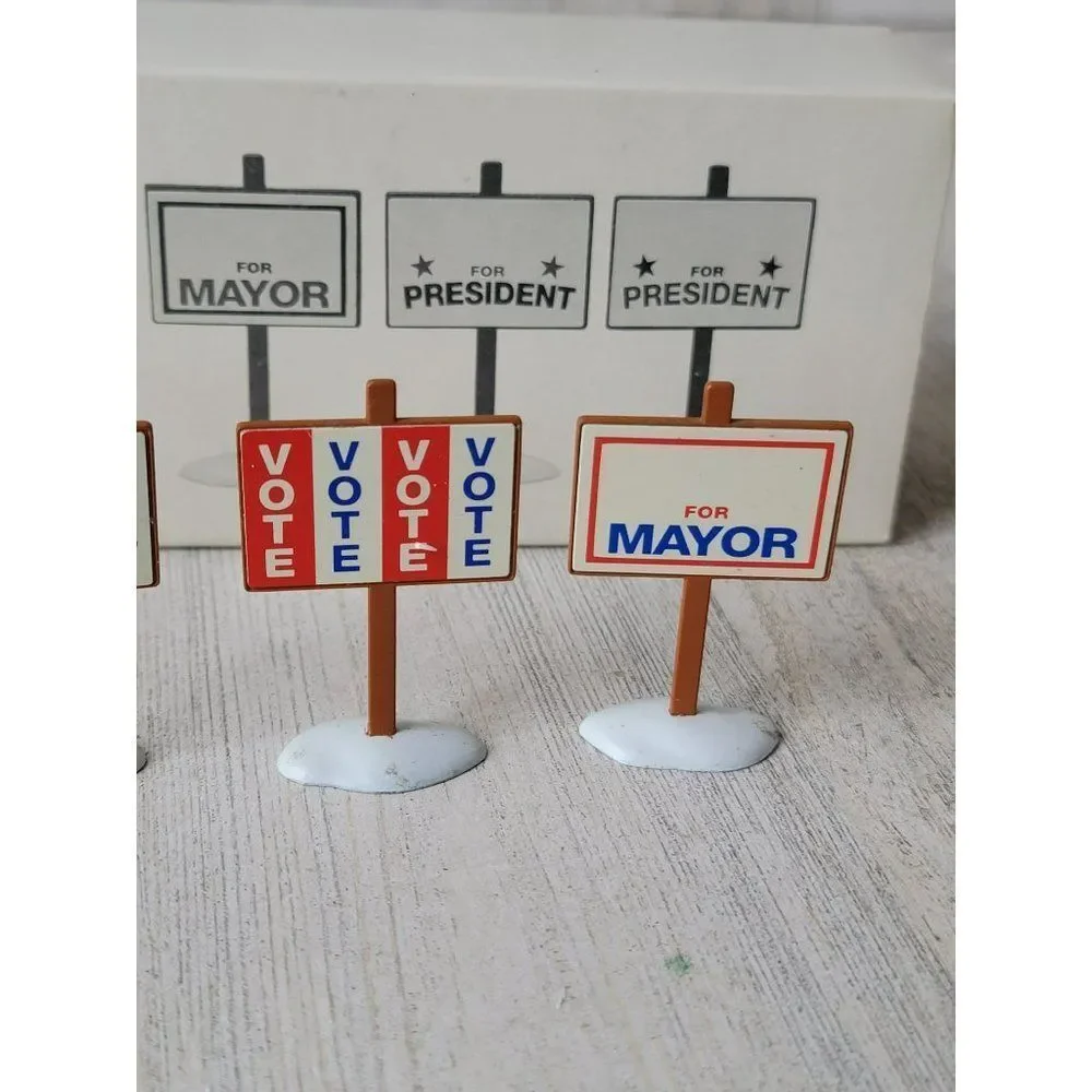 Dept 56 52599 Village Election Yard Signs snow accessory‎ Xmas set